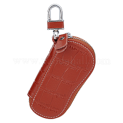 Schlüsselanhänger aus Rinderhaut, mit  eisernem Zubehör, kantille, für Schlüsselabdeckung, Sienaerde, 14.1 cm