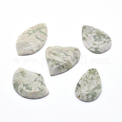 Natural Peace Jade Pendants, Faceted, Mixed Shapes, 37~52x30~52x6~7mm, Hole: 1.6mm