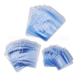 60 Uds. Bolsas rectangulares de PVC con cierre de cremallera de 3 tamaños, bolsas de embalaje resellables, bolsa autoadhesiva, azul claro, 7~13x5~9 cm, tamaño interno: 5.5~11.5x4.5~8.5 cm, espesor unilateral: 4.5 mil (0.115 mm)