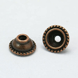 Tibetan Style Alloy Bead Caps, Lead Free & Cadmium Free, Red Copper, 10x5mm, Hole: 2mm