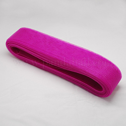 Mesh Ribbon, Plastic Net Thread Cord, Medium Violet Red, 30mm, 25yards/bundle
