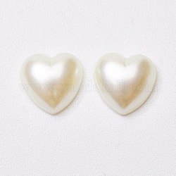 Cabochons de perles acryliques, cœur, couleur de coquillage, 8x8x3mm