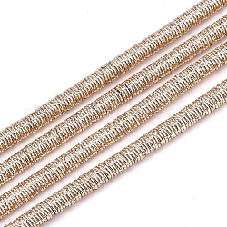 Polyester- und Baumwollkordeln, mit Eisenkette innen, kantille, Licht Lachs, 4 mm, ca. 54.68 Yard (50m)/Bündel