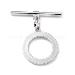 Rack Plating Brass Toggle Clasps, Long-Lasting Plated, Ring, Real Platinum Plated, Ring: 19x16x1.5mm, Hole: 1.5mm, Bar: 24x5.5x2.5mm, Hole: 1.8mm