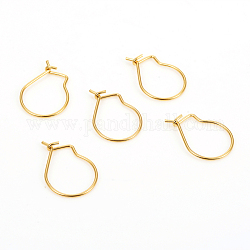 304 Stainless Steel Hoop Earrings, Golden, 22 Gauge, 19x13x0.6mm
