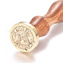 Brass Wax Seal Stamp, with Wooden Handle, for Post Decoration, DIY Card Making, Magic Themed Pattern, Golden, 90x26mm