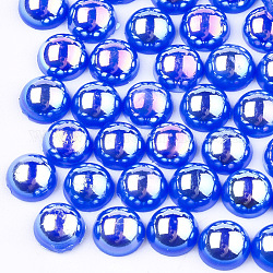 Абс пластмассовые имитационные жемчужные кабошоны, с покрытием AB цвета, полукруглый, синие, 6x3 мм, 5000 шт / мешок