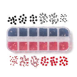 Decoración de cuidado de lentejuelas de uñas de mascotas, accesorios de decoración de uñas para mujeres, naipes forma y letra y número, color mezclado, 3~5x3~4x0.1mm