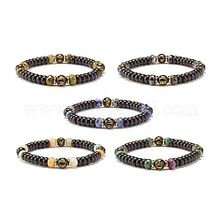 Ensemble de bracelets extensibles en perles naturelles à facettes, 1/4 pouce (0.7 cm), diamètre intérieur: 2-1/4 pouce (5.6 cm)