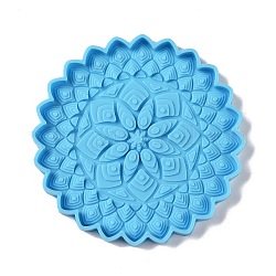 DIY Mandala Blumenform Untersetzer Silikonformen, Gießformen aus Harz, für die Herstellung von UV-Harz und Epoxidharz, Deep-Sky-blau, 124x10.5 mm, Innendurchmesser: 120.5 mm