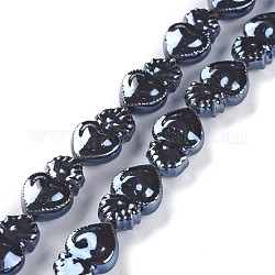 Perline di porcellana fatte a mano lisce, forma di polpo, nero, 15.7x10.3x6.2mm, Foro: 1.2 mm, circa 24pcs/filo, 14.57'' (37 cm)