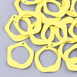 Colgantes de hierro pintado en spray, anillo, amarillo, 36x35x1.5mm, agujero: 1 mm