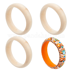 Arricraft 4pcs bracelets en bois non finis, artisanat en bois bricolage, bisque, diamètre intérieur: 2-3/4 pouce (6.9 cm)