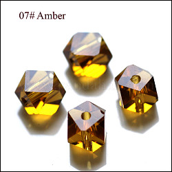 Imitation Austrian Crystal Beads, Grade AAA, Faceted, Cornerless Cube Beads, Goldenrod, 4x4x4mm, Hole: 0.7~0.9mm