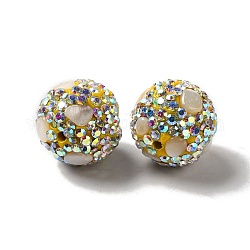 Polymer Ton Strass Perlen, mit imitierten Edelsteinsplittern, Runde, Gelb, 16x17 mm, Bohrung: 1.8 mm