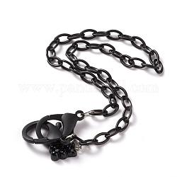 Collares personalizados de cadena de cable de plástico abs, cadenas de gafas, cadenas de bolsos, con cierres de pinza de langosta de plástico y colgantes de oso de resina, negro, 19-1/8 pulgada (48.5 cm)