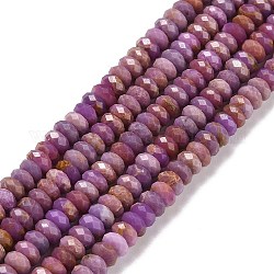 Fili di perle di pietra mica naturale di lepidolite / viola, sfaccettato, rondelle, 4x2mm, Foro: 0.7 mm, circa 157pcs/filo, 15.55 pollice (39.5 cm)