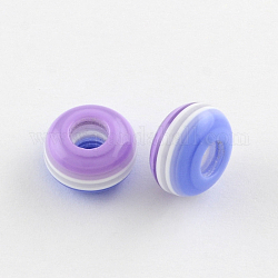 Stripe Resin Large Hole Rondelle Beads, Lilac, 14x8mm, Hole: 5.5mm