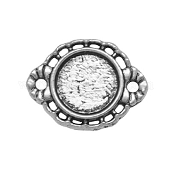 Alloy Cabochon Connector Settings, Flat Round, Cadmium Free & Lead Free, Antique Silver, Tray: 10mm, 20x15x2mm, Hole: 2mm