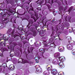 Cabujones de perlas de imitación de plástico ABS, accesorios de la decoración del arte del clavo, semicírculo, púrpura, 4x2mm, aproximamente 10000 unidades / bolsa