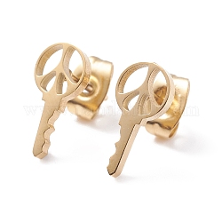 Серьги-гвоздики из нержавеющей стали в форме ключа 304 для женщин, золотые, 11.5x5.5 мм, штифты : 0.7 мм