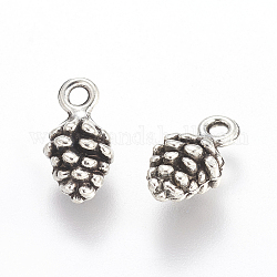Tibetan Style Alloy Pendants, Cadmium Free & Lead Free, Pine Cone, Antique Silver, 13mm long, 7mm wide, 5.5mm thick, hole: 2mm