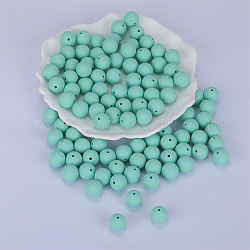 Perline focali rotonde in silicone, masticare perline per i denti, fare collane fai-da-te fai-da-te, acquamarina, 15mm, Foro: 2 mm