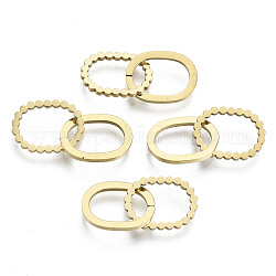 201 Stainless Steel Linking Rings, Quick Link Connectors, Laser Cut, Oval, Golden, 12x9x1mm, Inner Diameter: 6x9mm, about 2pcs/set