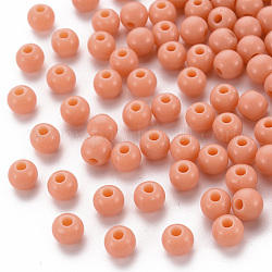 Perles acryliques opaques, ronde, saumon noir, 6x5mm, Trou: 1.8mm, environ 4400 pcs/500 g