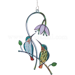 Decoraciones colgantes de colibrí de hierro, con argolla y cadena, colorido, 403mm