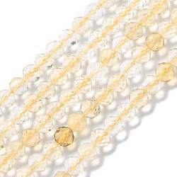 Chapelets de perles de citrine naturelle, facette, ronde, 4mm, Trou: 0.6mm, Environ 106 pcs/chapelet, 15.35 pouce (39 cm)
