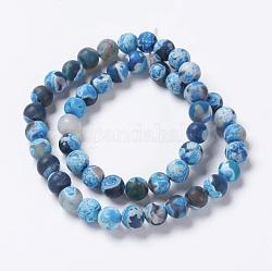 Natürliche Achat Perle Stränge, gefärbt und erhitzt, matt, Runde, Verdeck blau, 8 mm, Bohrung: 1 mm, ca. 48 Stk. / Strang, 14.96 Zoll (38 cm)