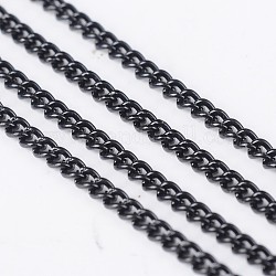 Iron Twisted Chains, Curb Chains, Unwelded, with Spool, Electrophoresis Black, 3x2x0.6mm, about 328.08 Feet(100m)/roll