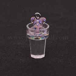Ab colgantes de plástico de color, con aros de hierro en tono platino, alimento de imitación, té de burbujas con oso, púrpura, 26.5x12.7mm, agujero: 2 mm