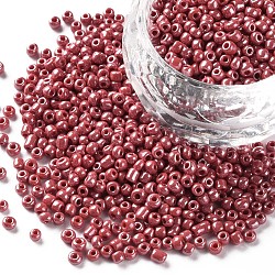 (servizio di reimballaggio disponibile) perline di semi di vetro, colori opachi , tondo, rosso, 8/0, 3mm, Foro: 1 mm, su 12 g / borsa