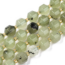 Chapelets de perles en préhnite naturelle, facette, ronde, 10x9.5mm, Trou: 1.2mm, perles: 3.5x2 mm, Environ 32~33 pcs/chapelet, 15.16 pouce (38.5 cm)