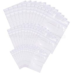 Pandahall elite 300 pcs sacs zippés rectangulaires transparents avec bloc blanc, les sacs à fermeture à glissière peuvent être écrits des sacs d'opp de fermeture éclair de bijoux, rectangle, couleur claire, 7-15x5-10 cm