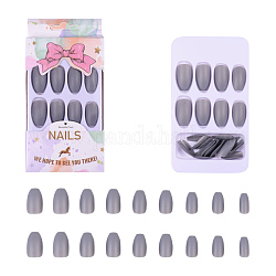 Punte false di plastica per unghie, pratica lo strumento nail art per manicure, grigio ardesia, 17~23x7~14mm, circa 24 pc / scatola