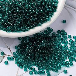 Miyuki runde Rocailles Perlen, japanische Saatperlen, 8/0, (rr2405) transparent blaugrün, 3 mm, Bohrung: 1 mm, ca. 422~455 Stk. / 10 g