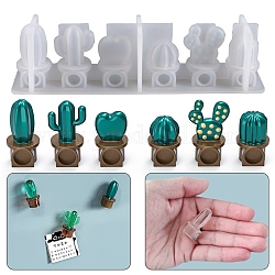 Forme de rempotage de cactus bricolage décoration de réfrigérateur moules en silicone, moules de résine, pour la fabrication artisanale de résine uv et de résine époxy, blanc, 155x33x39mm, diamètre intérieur: 17x15 mm