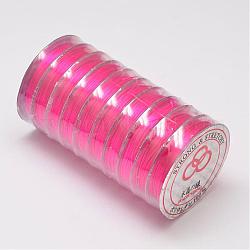 Chaîne de cristal élastique plat, fil de perles élastique, pour la fabrication de bracelets élastiques, rose foncé, 0.8mm, environ 10.93 yards (10 m)/rouleau