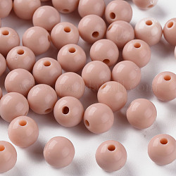 Perles acryliques opaques, ronde, peachpuff, 8x7mm, Trou: 2mm, environ 111 pcs/500 g