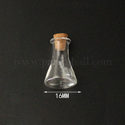 Mini contenedores de cuentas de botella de vidrio de borosilicato alto, deseando botella, con tapón de corcho, Claro, 2.4x1.6 cm