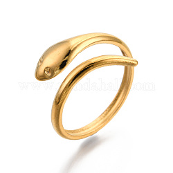 Chapado de iones (ip) 304 anillo de puño de serpiente de acero inoxidable, anillo de envoltura abierta para mujeres niñas, real 18k chapado en oro, nosotros tamaño 6 (17.1 mm)