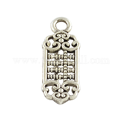 Tibetan Style Zinc Alloy Abacus Pendants, Antique Silver, 18.5x7x2mm, Hole: 2mm, about 1887pcs/1000g