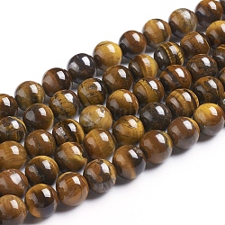 Natürlichen Tigerauge Perlen Stränge, Runde, Klasse B, 12 mm, Bohrung: 1 mm, ca. 33 Stk. / Strang