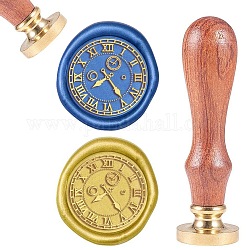 DIY Sammelalbum, Messing Wachs Siegelstempel und Holz Griffsätze, Uhr, golden, 8.9x2.5 cm, Briefmarken: 25x14.5 mm