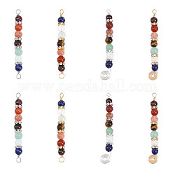 CHGCRAFT 8pcs 4Styles Handmade Wire Wrapped Crystal Chakra Mixed Gemstone Copper Wire Wrapped Connector Charms and Big Pendants Round Jewelry Making Findings Kits
