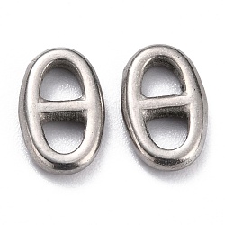 304 Stainless Steel Connector Charms, Navy Mesh Charms, Marine Mesh Charms, Oval, Stainless Steel Color, 10x6.5x1.8mm