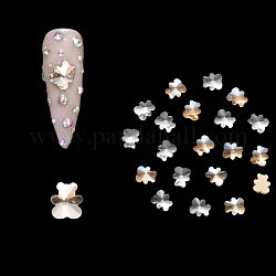 Cabujones de rhinestone de vidrio plano, accesorios de la decoración del arte del clavo, facetados, oso, color mezclado, 6.5x5.5x2.5mm, 20 unidades / bolsa